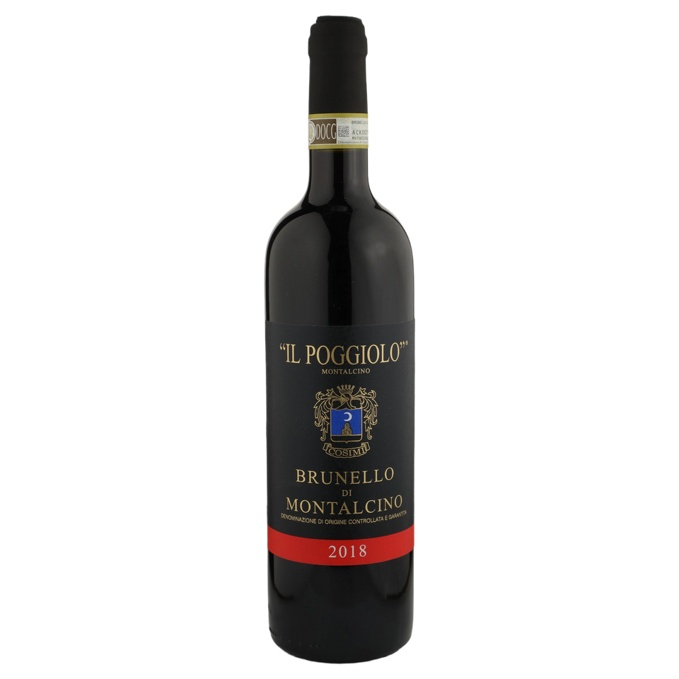 A bottle of 2018 Rodolfo Cosimi Il Poggiolo Brunello 750ml Red Wine