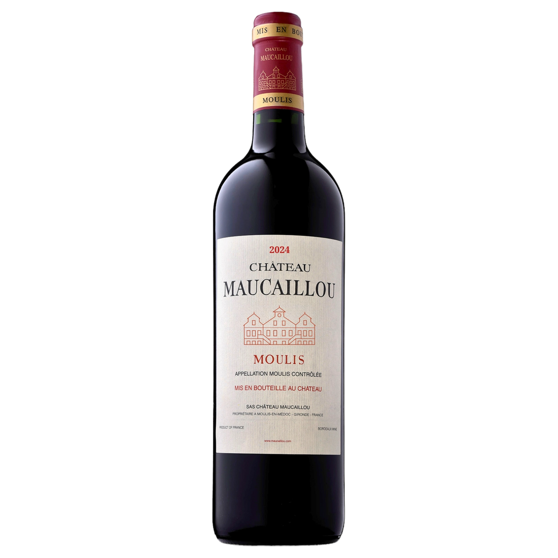 A bottle of 2021 Maucaillou 750ml Red Wine