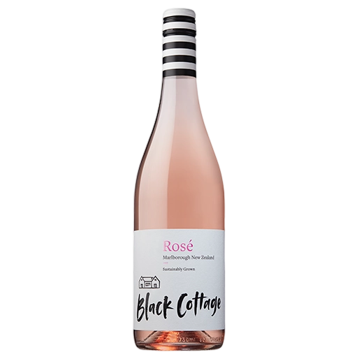 A bottle of 2025 Black Cottage Rose 750ml Rose Wine