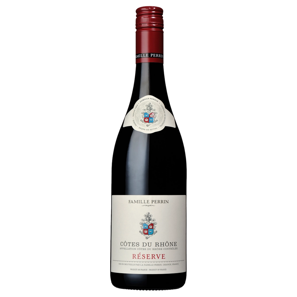 A bottle of 2023 Famille Perrin Réserve Côtes du Rhône Rouge 750ml Red Wine
