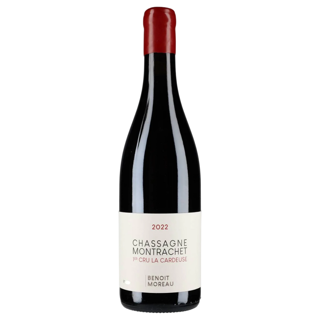 A bottle of 2023 Benoît Moreau Chassagne Montrachet 1er Cru La Cardeuse Rouge 750ml Red Wine