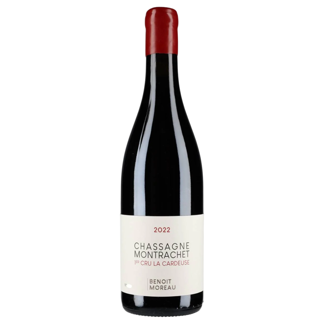 A bottle of 2023 Benoît Moreau Chassagne Montrachet 1er Cru La Cardeuse Rouge 750ml Red Wine