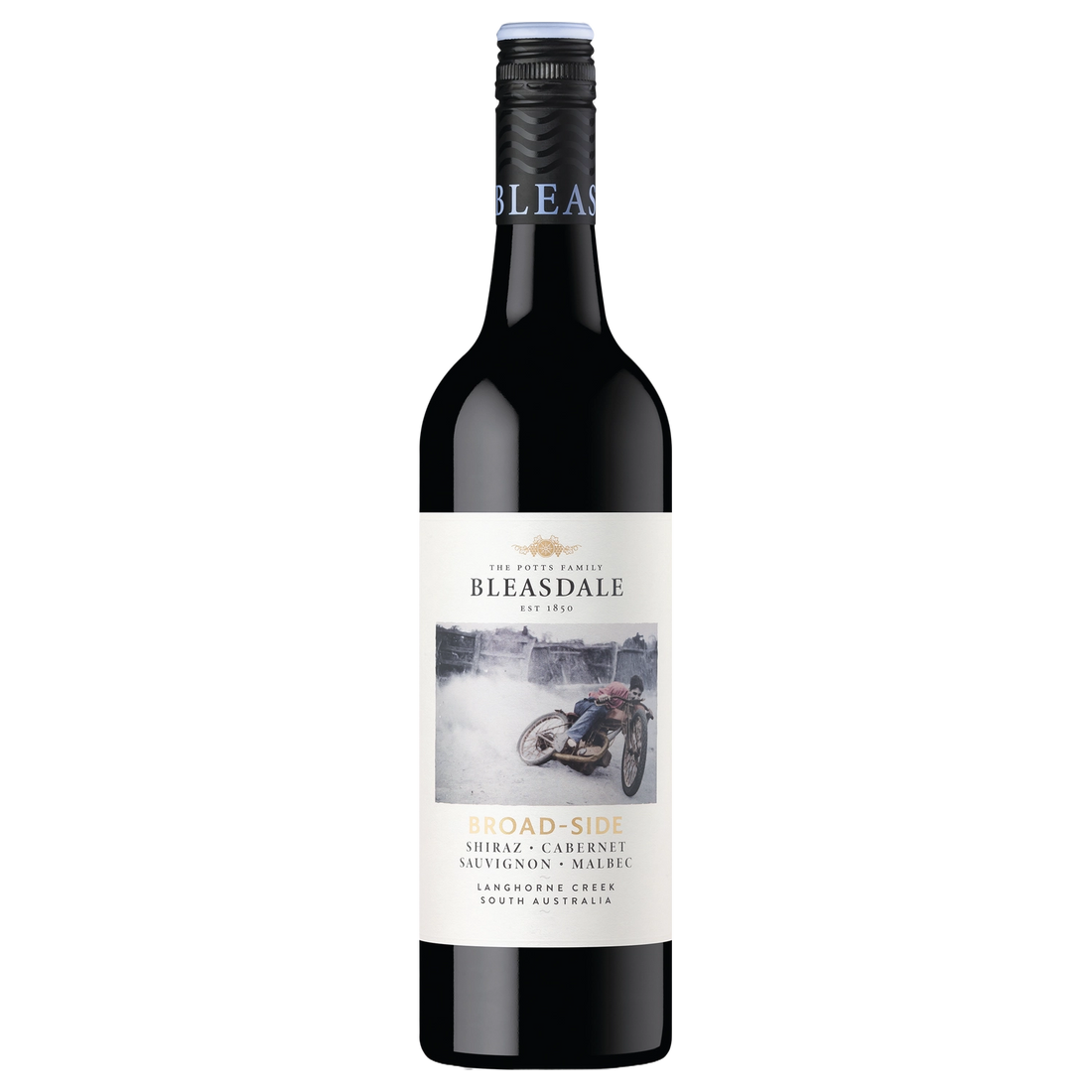 A bottle of 2022 Bleasdale Broad Side Shiraz Cabernet Sauvignon Malbec 750ml Red Wine