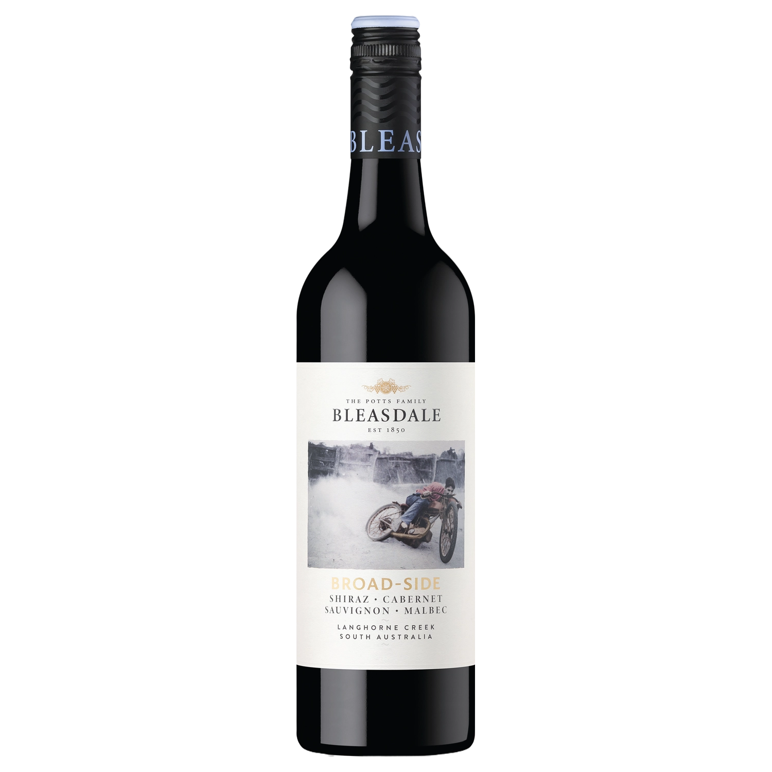 A bottle of 2022 Bleasdale Broad Side Shiraz Cabernet Sauvignon Malbec 750ml Red Wine