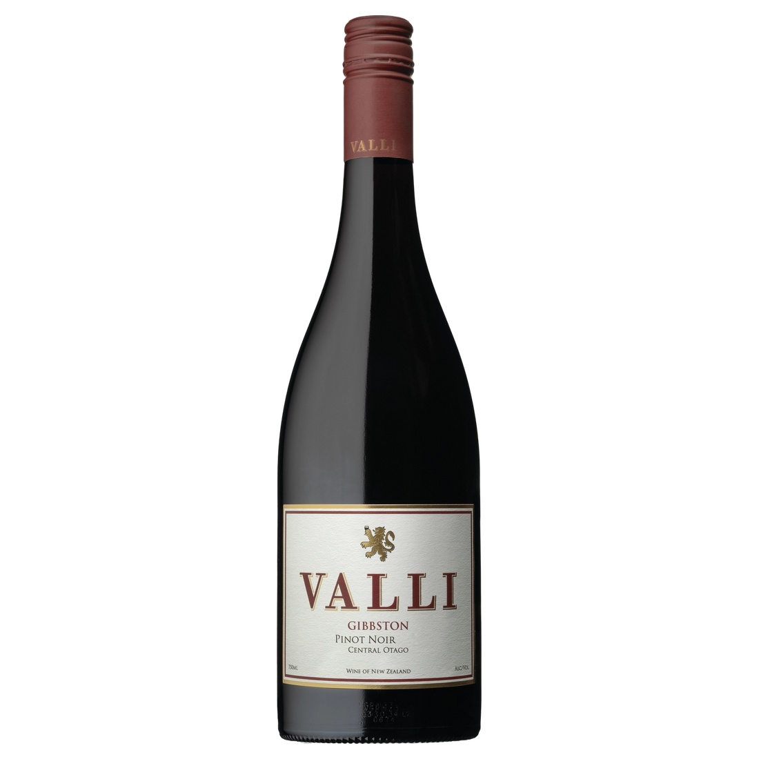 A bottle of 2023 Valli Vineyards Gibbston Vineyard Pinot Noir 750ml Red Wine