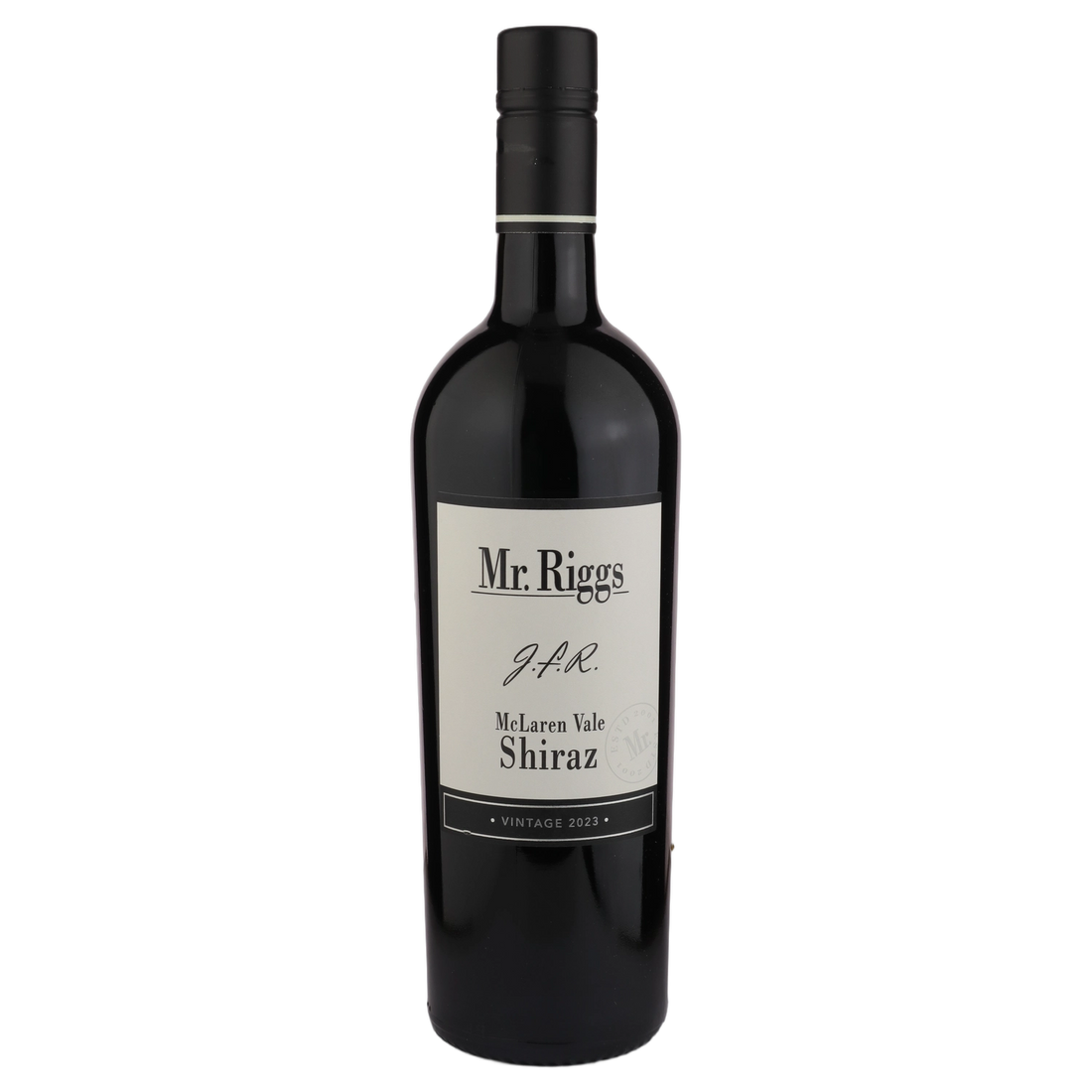 A bottle of 2023 Mr. Riggs JFR McLaren Vale Shiraz 750ml Red Wine