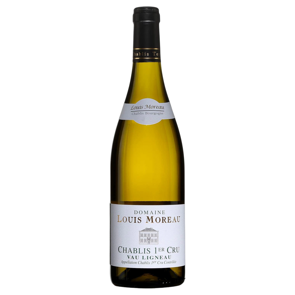 A bottle of 2024 Louis Moreau Chablis 1er Cru Vau Ligneau 750ml White Wine
