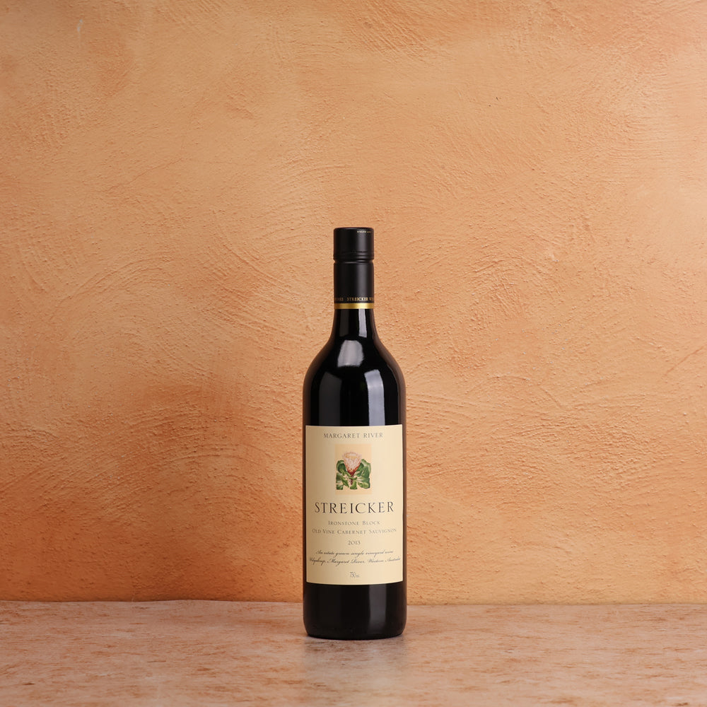 A bottle of Streicker Ironstone Block Old Vine Cabernet Sauvignon 2013 750ml Red Wine