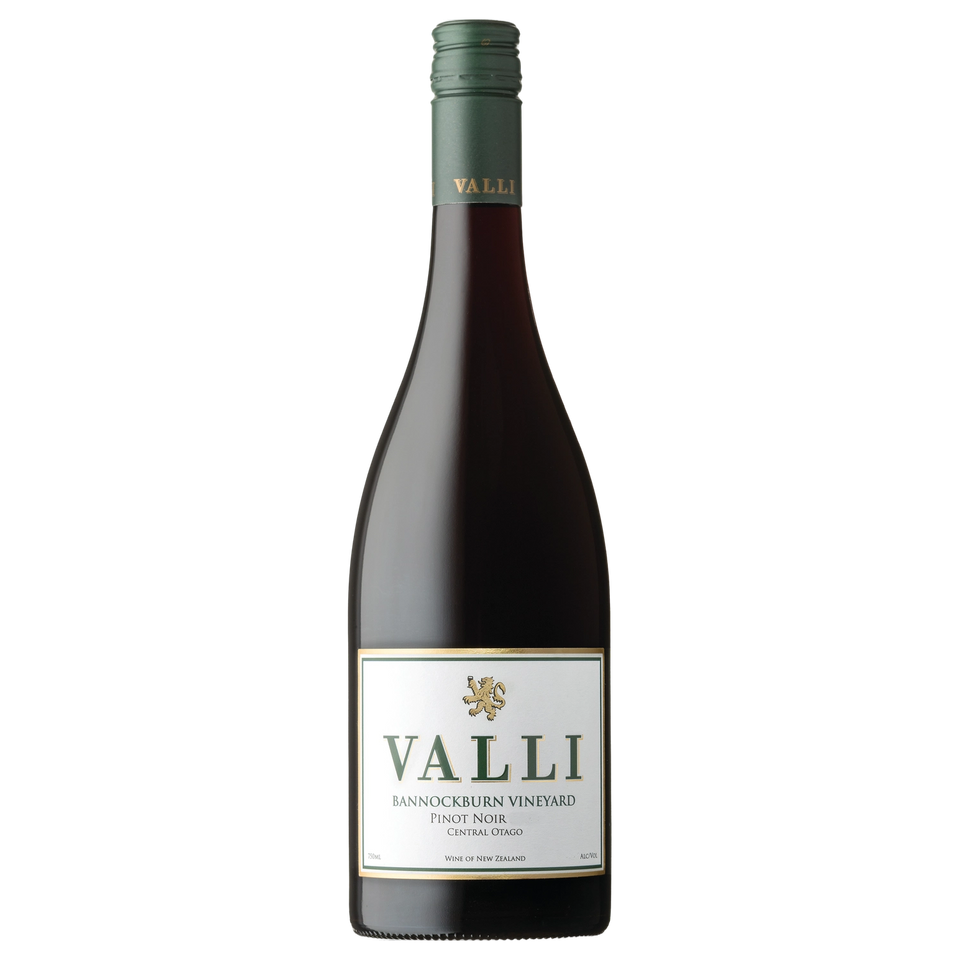 A bottle of 2023 Valli Bannockburn Vineyard Pinot Noir 750ml Red Wine
