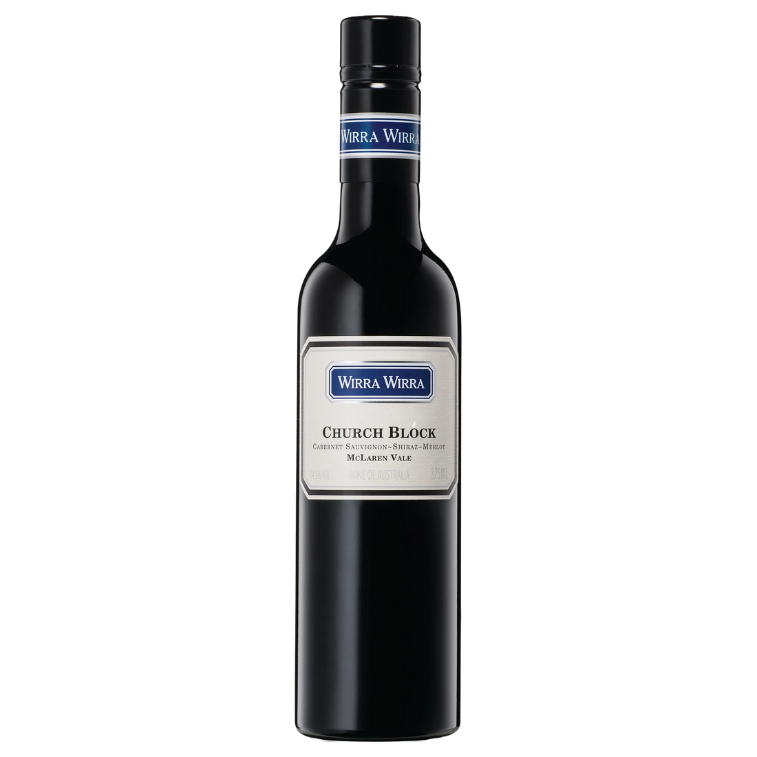 A bottle of 2023 Wirra Wirra Church Block Cabernet Shiraz Merlot 375ml Red Wine