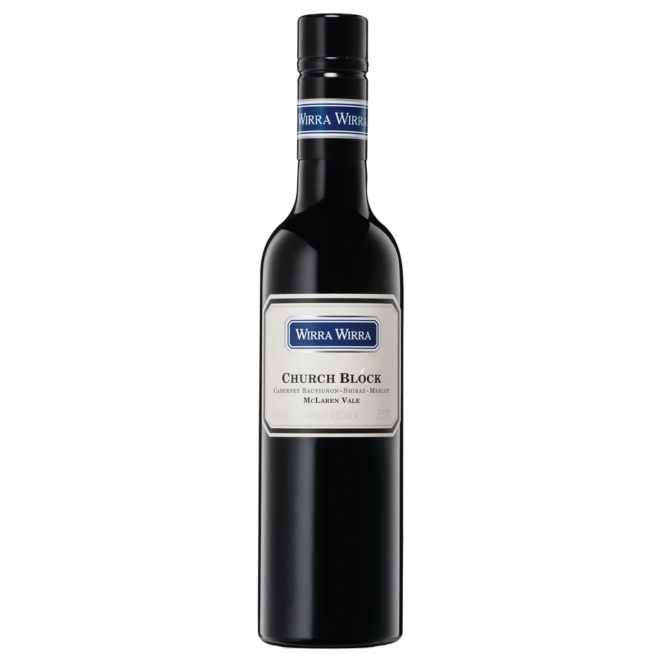 A bottle of 2023 Wirra Wirra Church Block Cabernet Shiraz Merlot 375ml Red Wine