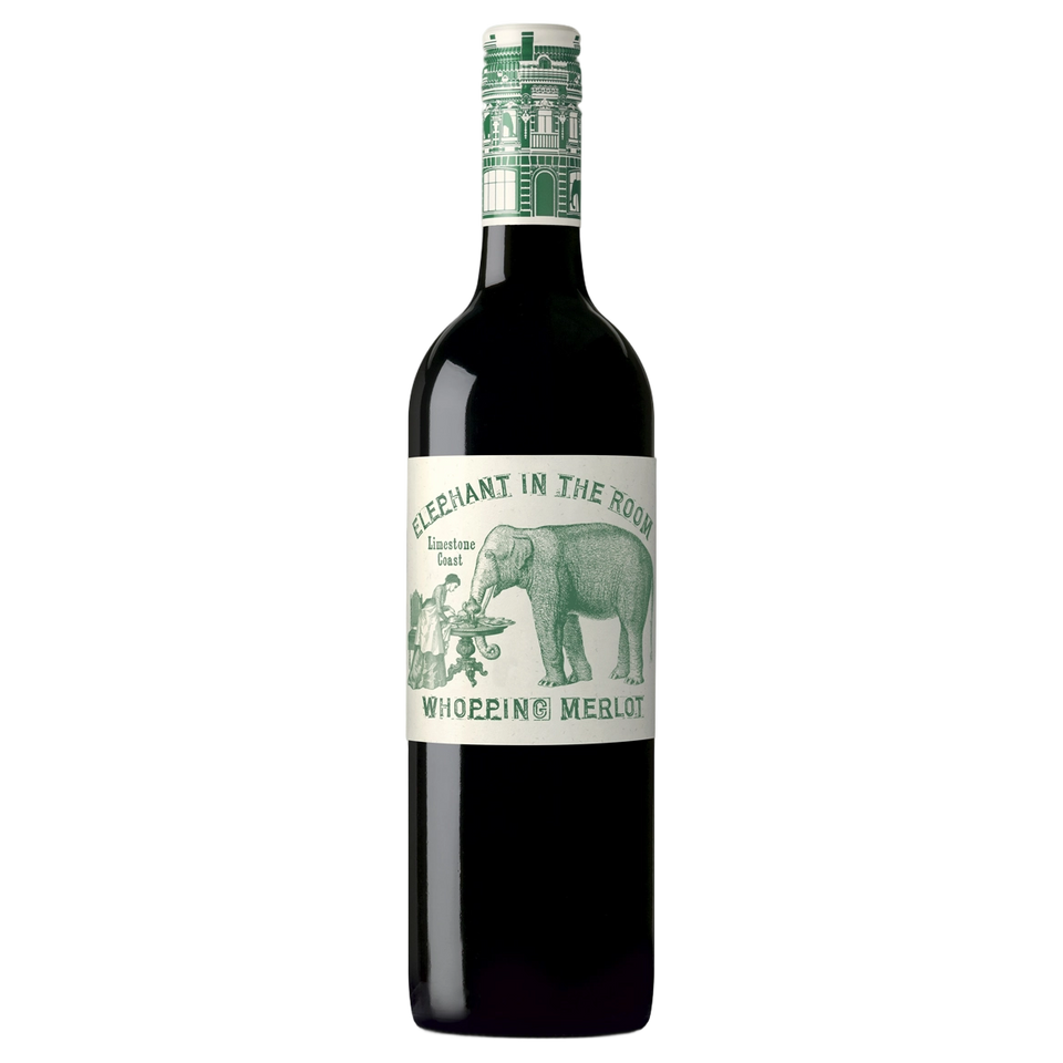 A bottle of 2025 Elephant in the Room Limestone Coast Merlot 750ml Red Wine