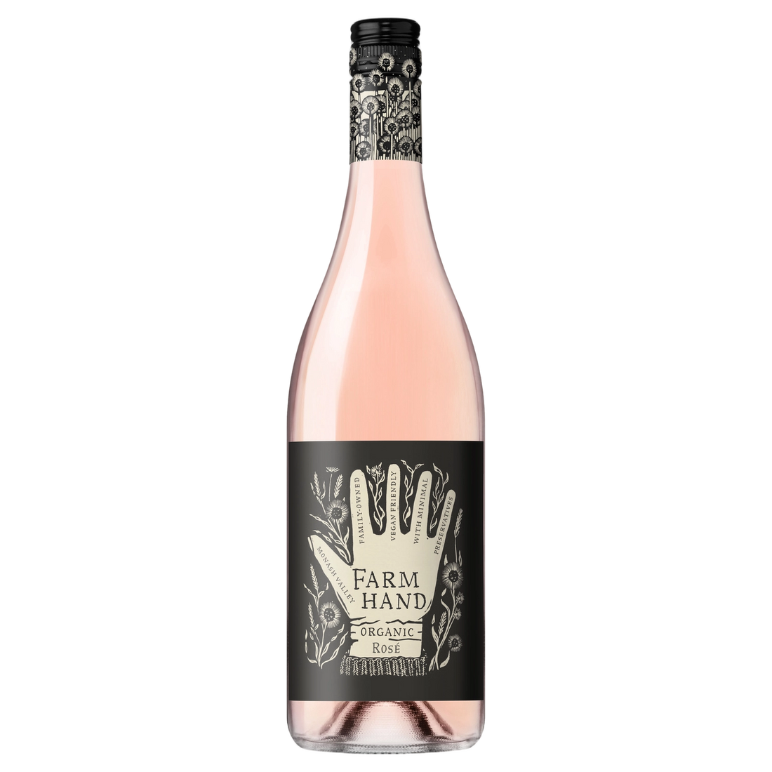 A bottle of 2025 Farm Hand South Australia Organic Rose 750ml Rose Wine