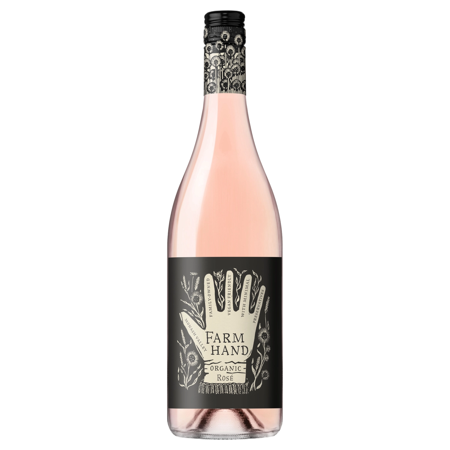 A bottle of 2025 Farm Hand South Australia Organic Rose 750ml Rose Wine