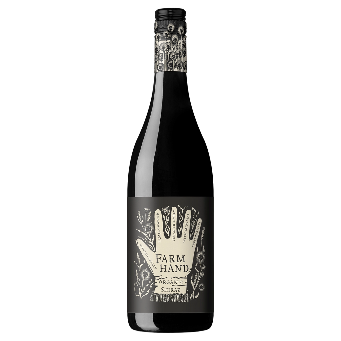 A bottle of 2024 Farm Hand South Australia Organic Shiraz 750ml Red Wine