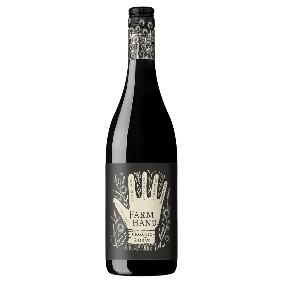 A bottle of 2024 Farm Hand South Australia Organic Shiraz 750ml Red Wine