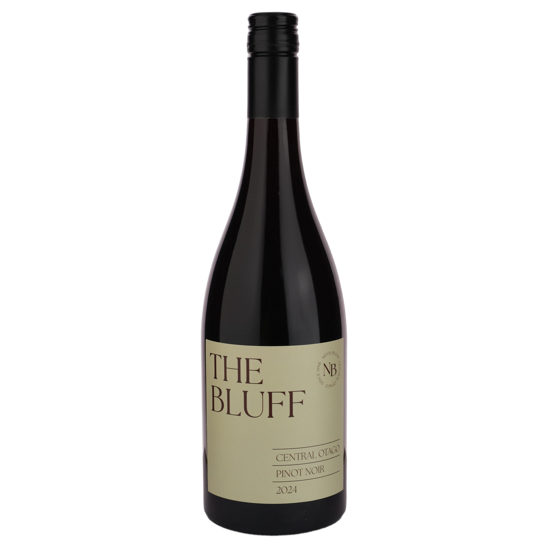 A bottle of Nevis Bluff The Bluff Pinot Noir 2024 750ml Red Wine