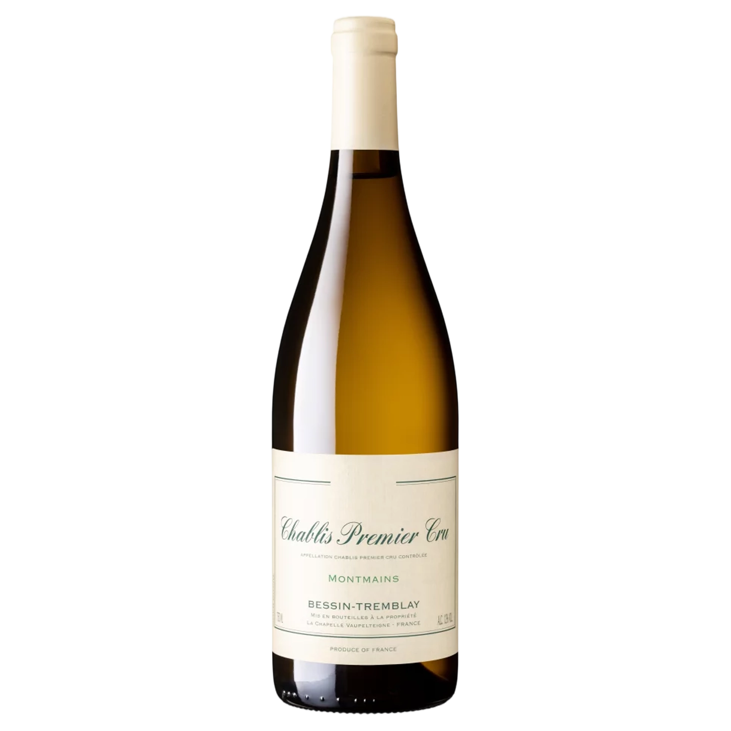 A bottle of 2023 Bessin Tremblay Chablis 1er Cru Montmains 750ml White Wine