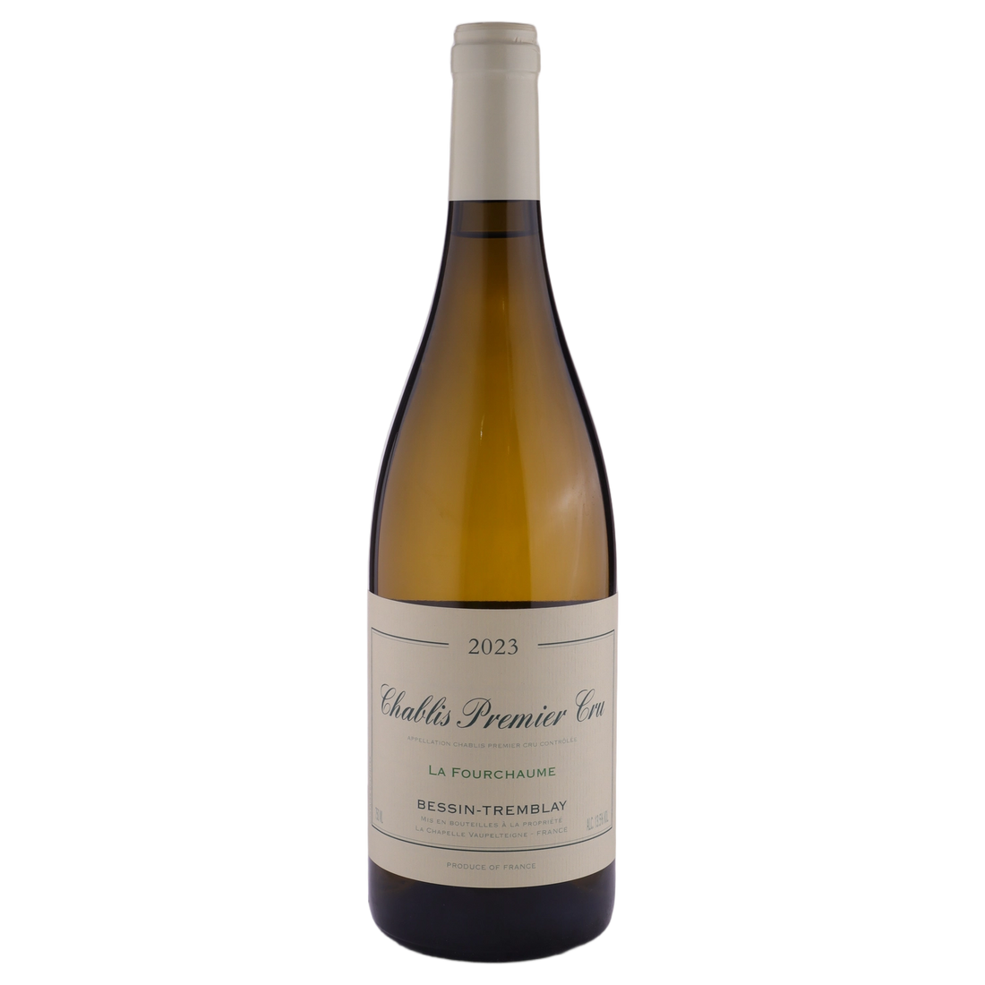 A bottle of 2023 Bessin Tremblay Chablis 1er Cru Fourchaume 750ml White Wine