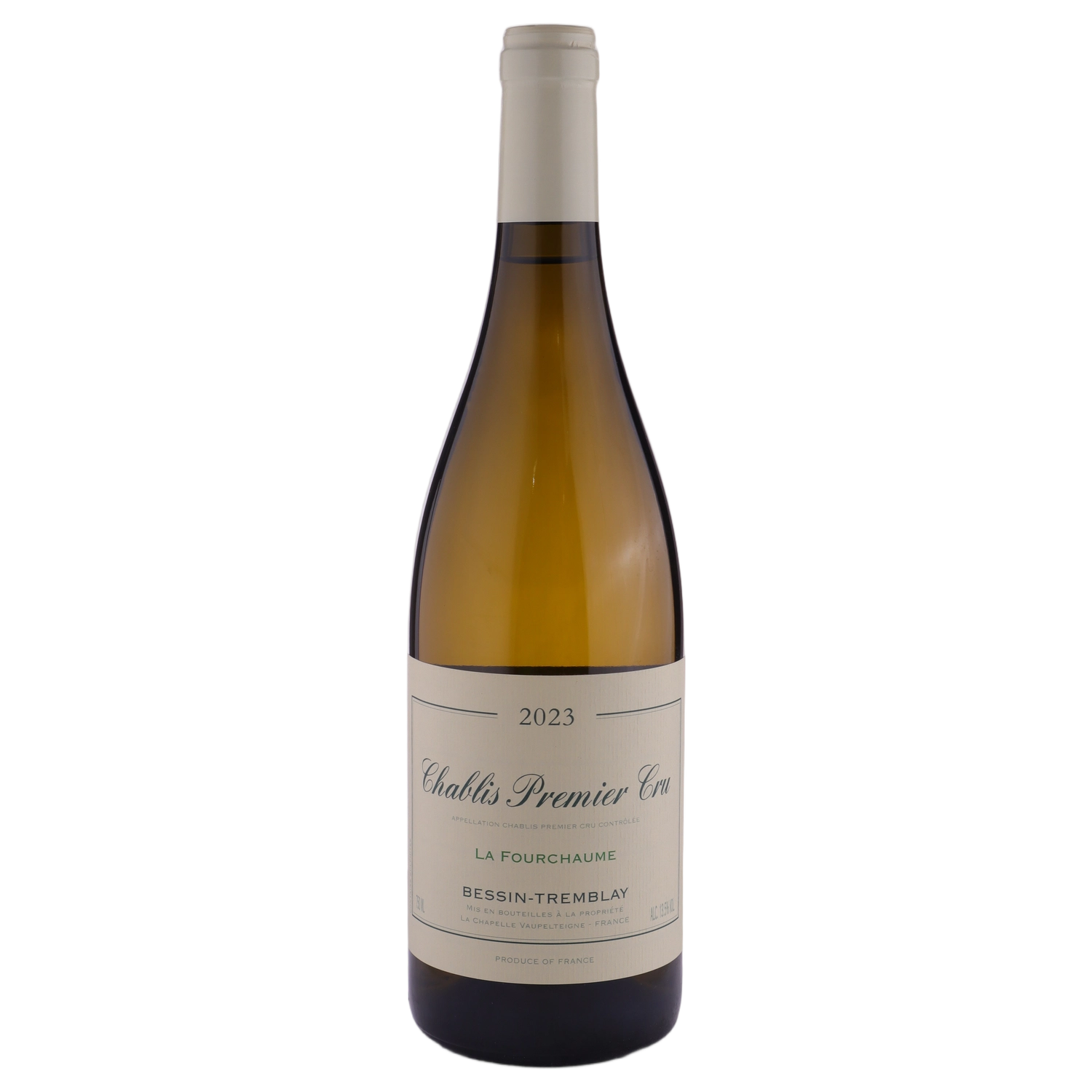 A bottle of 2023 Bessin Tremblay Chablis 1er Cru Fourchaume 750ml White Wine