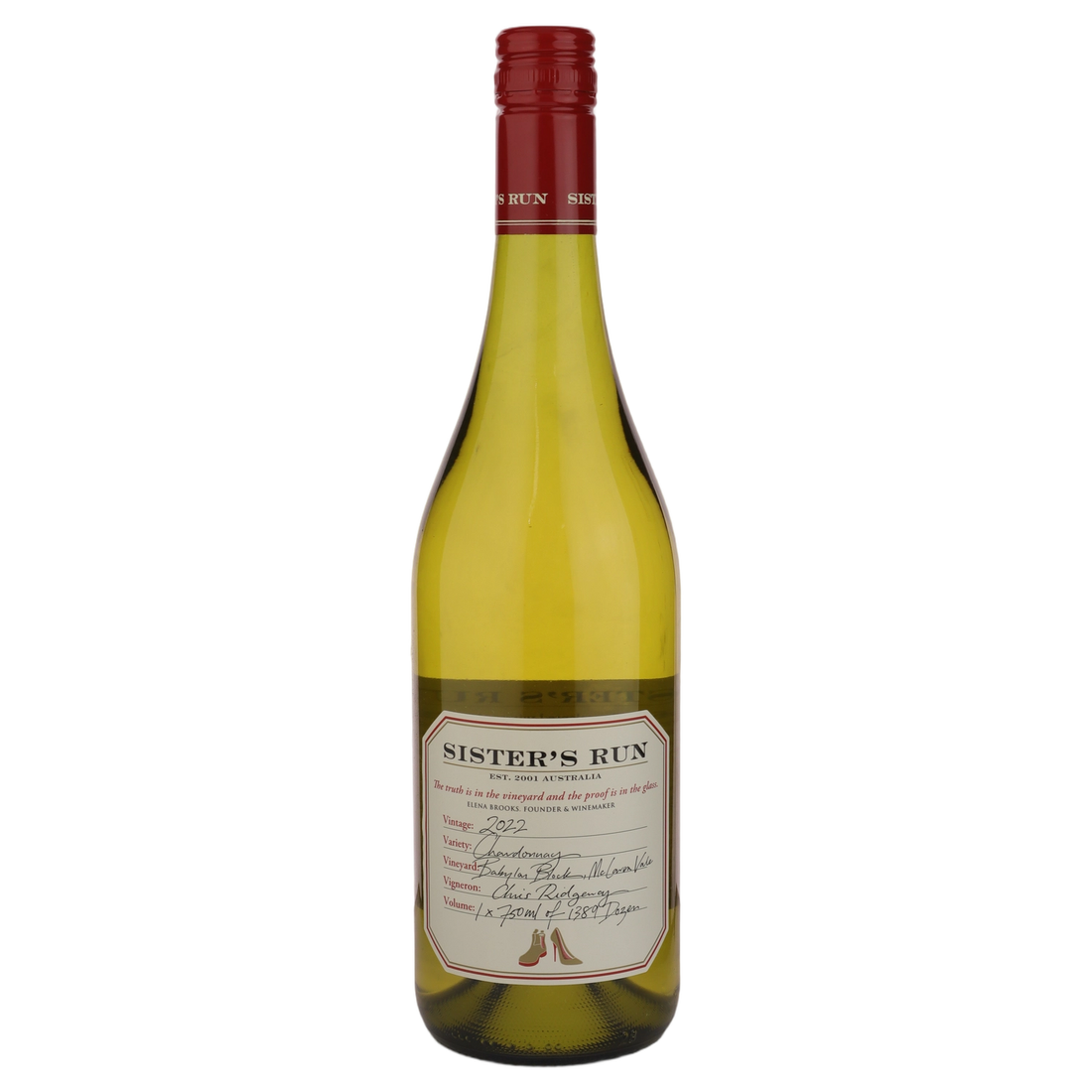 A bottle of 2022 Sister's Run Babylon Block Chardonnay 750ml White Wine