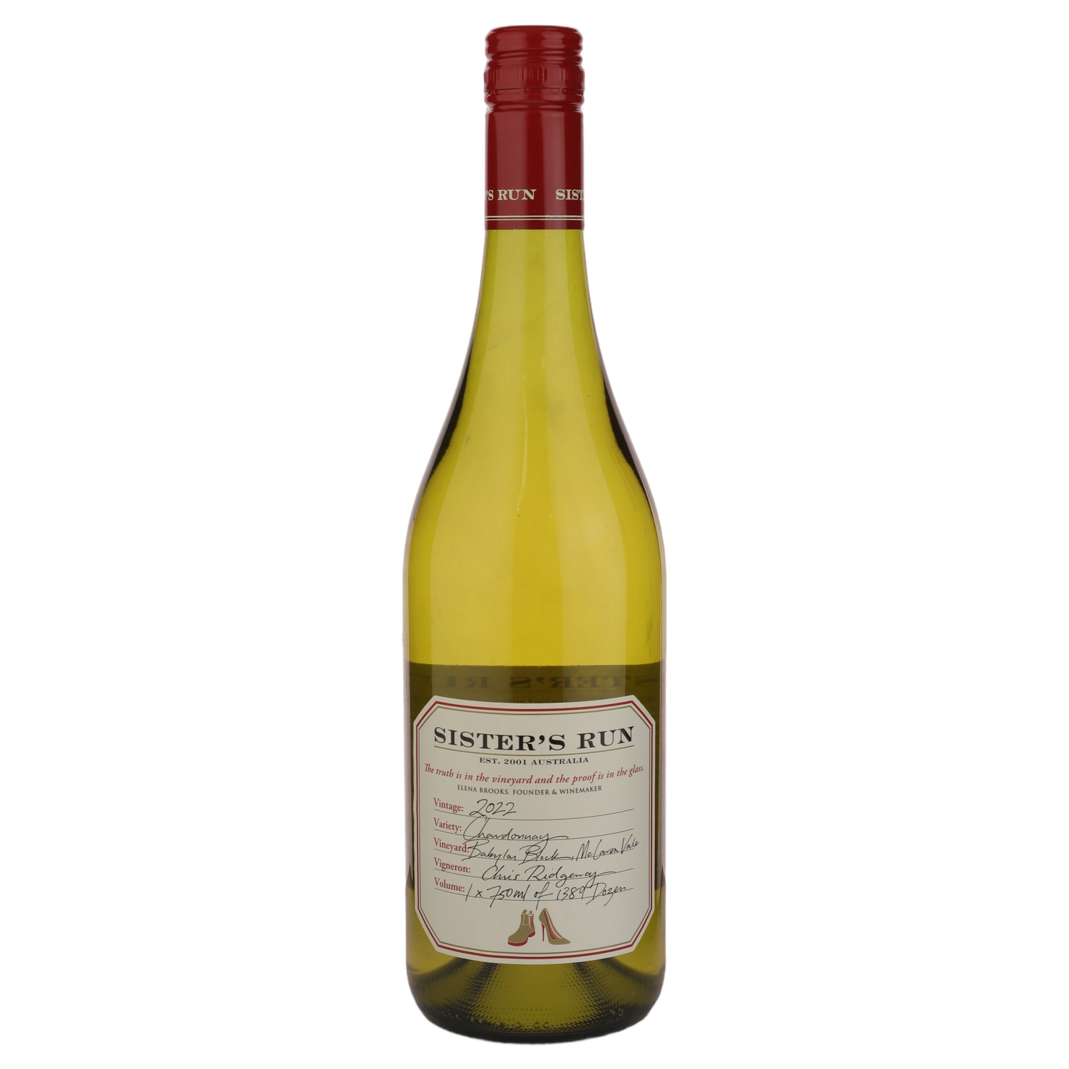 A bottle of 2022 Sister's Run Babylon Block Chardonnay 750ml White Wine
