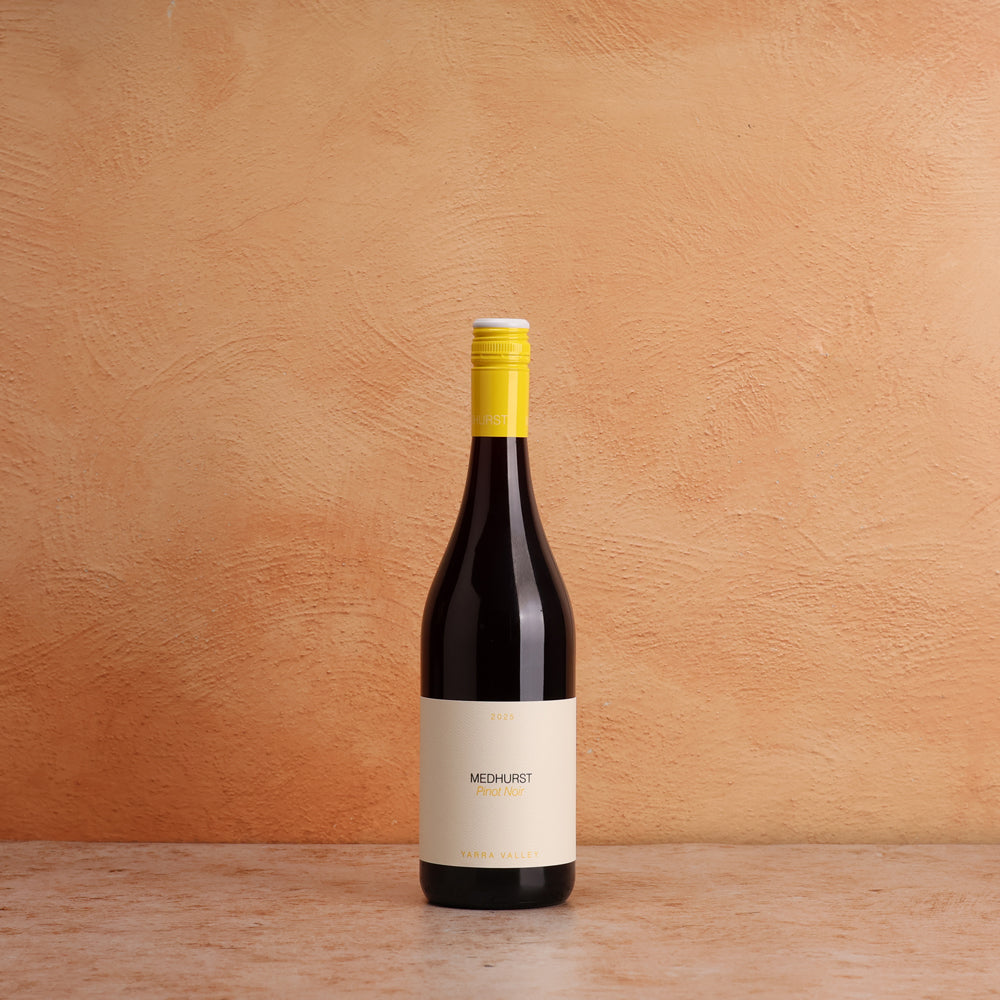 A bottle of 2025 Medhurst Yarra Valley Pinot Noir 750ml Red Wine