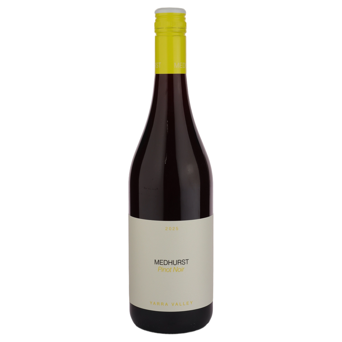 A bottle of 2025 Medhurst Yarra Valley Pinot Noir 750ml Red Wine