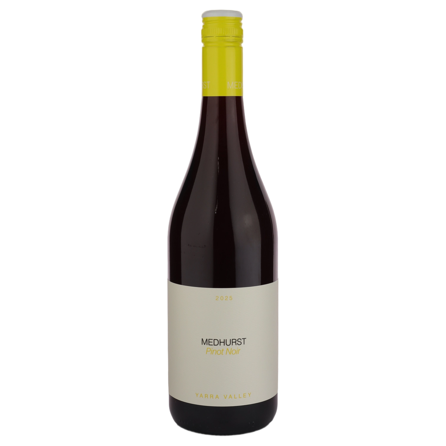 A bottle of 2025 Medhurst Yarra Valley Pinot Noir 750ml Red Wine