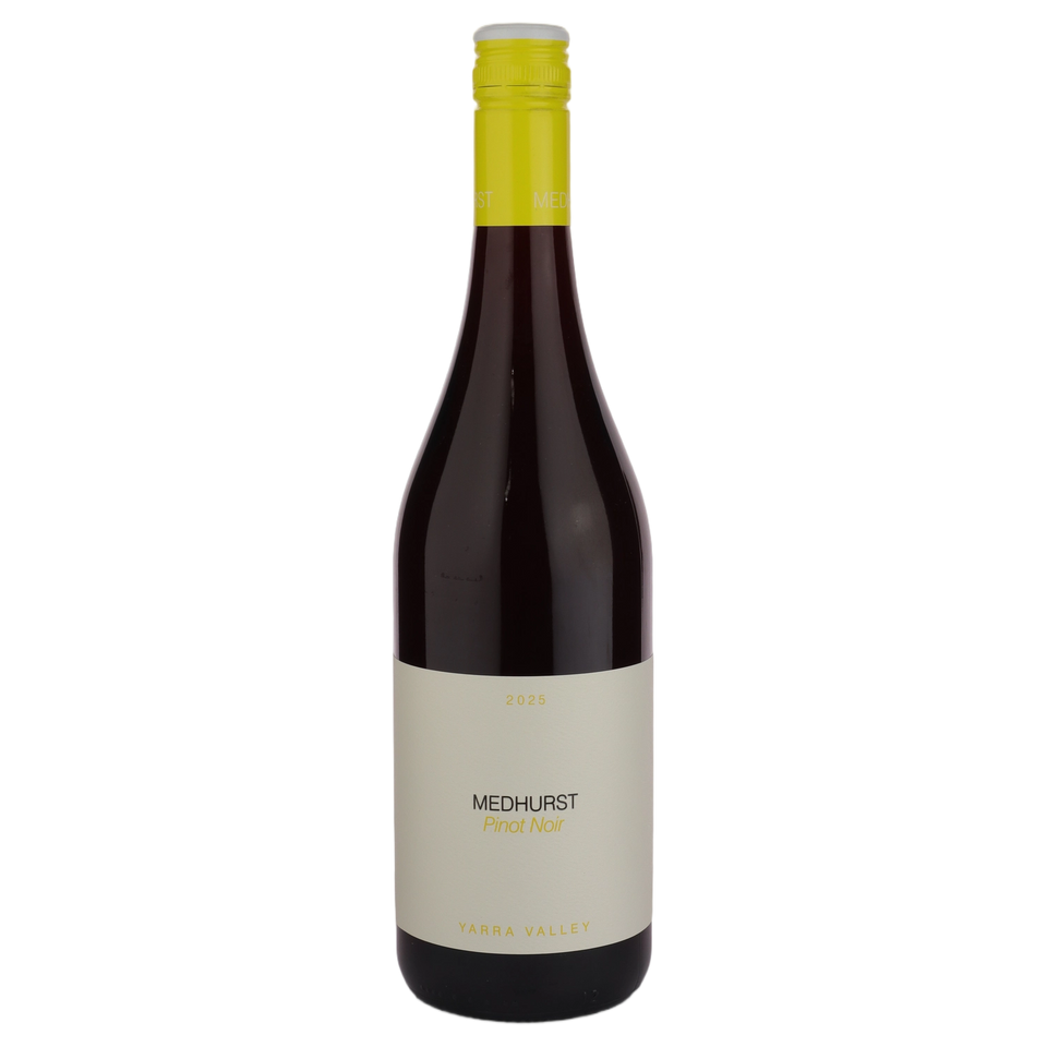 A bottle of 2025 Medhurst Yarra Valley Pinot Noir 750ml Red Wine