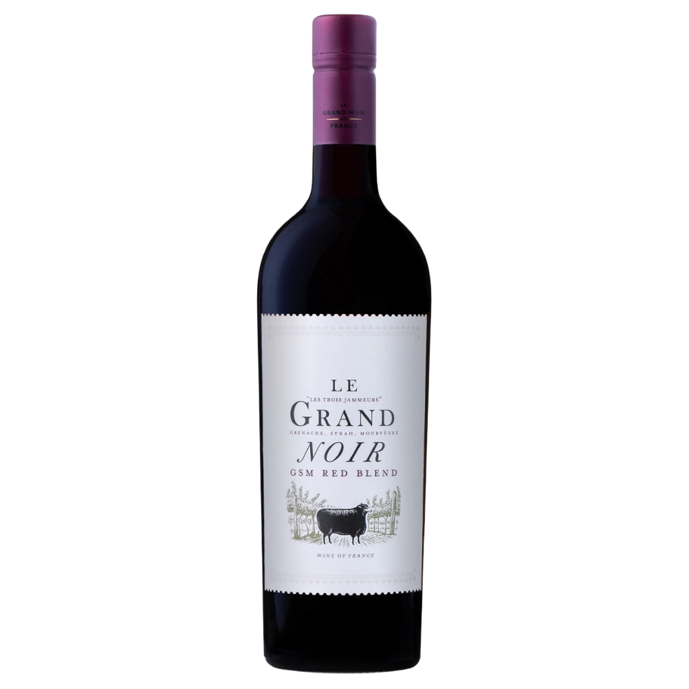 A bottle of 2024 Le Grand Noir GSM 750ml Red Wine
