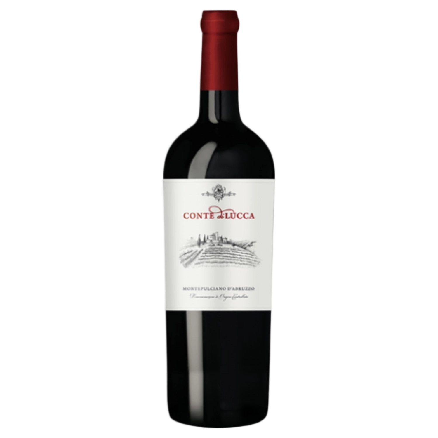 A bottle of 2023 Conte Di Lucca Montepulciano D'Abruzzo DOC 750ml Red Wine