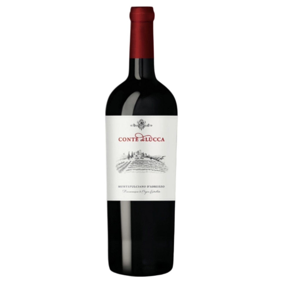 A bottle of 2023 Conte Di Lucca Montepulciano D'Abruzzo DOC 750ml Red Wine
