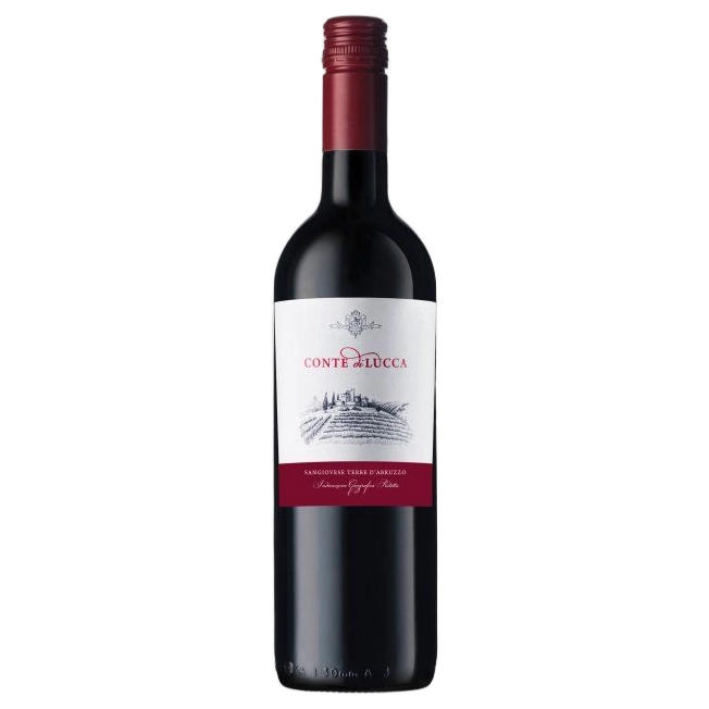 A bottle of 2024 Conte Di Lucca Sangiovese IGP 750ml Red Wine