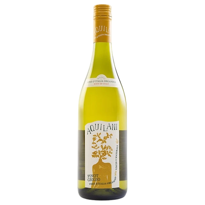 A bottle of 2025 Aquilani Pinot Grigio Organic 750ml White Wine