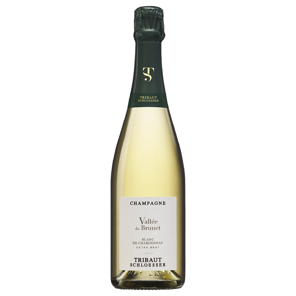 A bottle of NV Tribaut Schloesser Champagne Vallee Du Brunet Blanc De Chardonnay Extra Brut 750ml White Wine