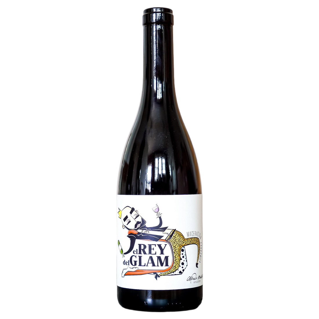 A bottle of 2023 Alfredo Maestro El Rey Del Glam 750ml Red Wine