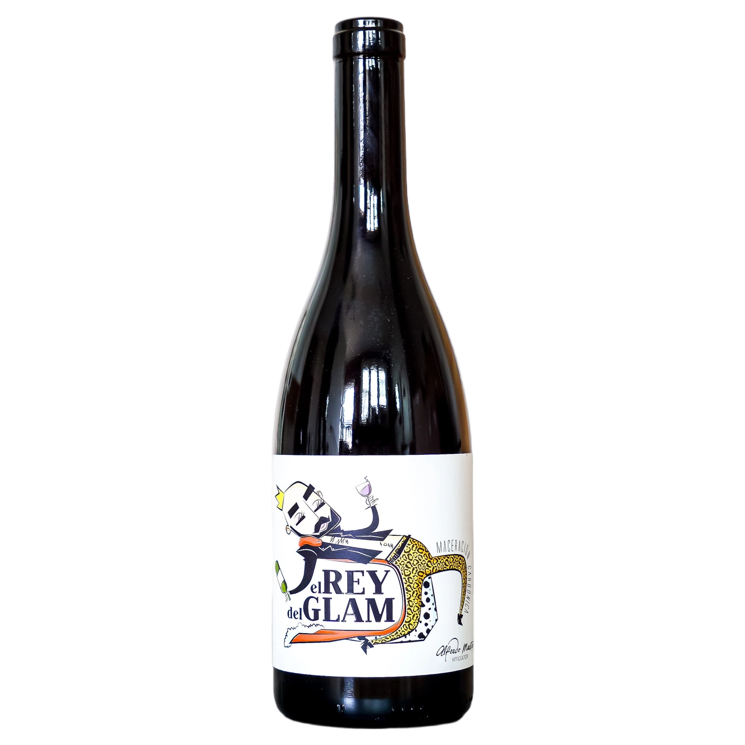 A bottle of 2023 Alfredo Maestro El Rey Del Glam 750ml Red Wine
