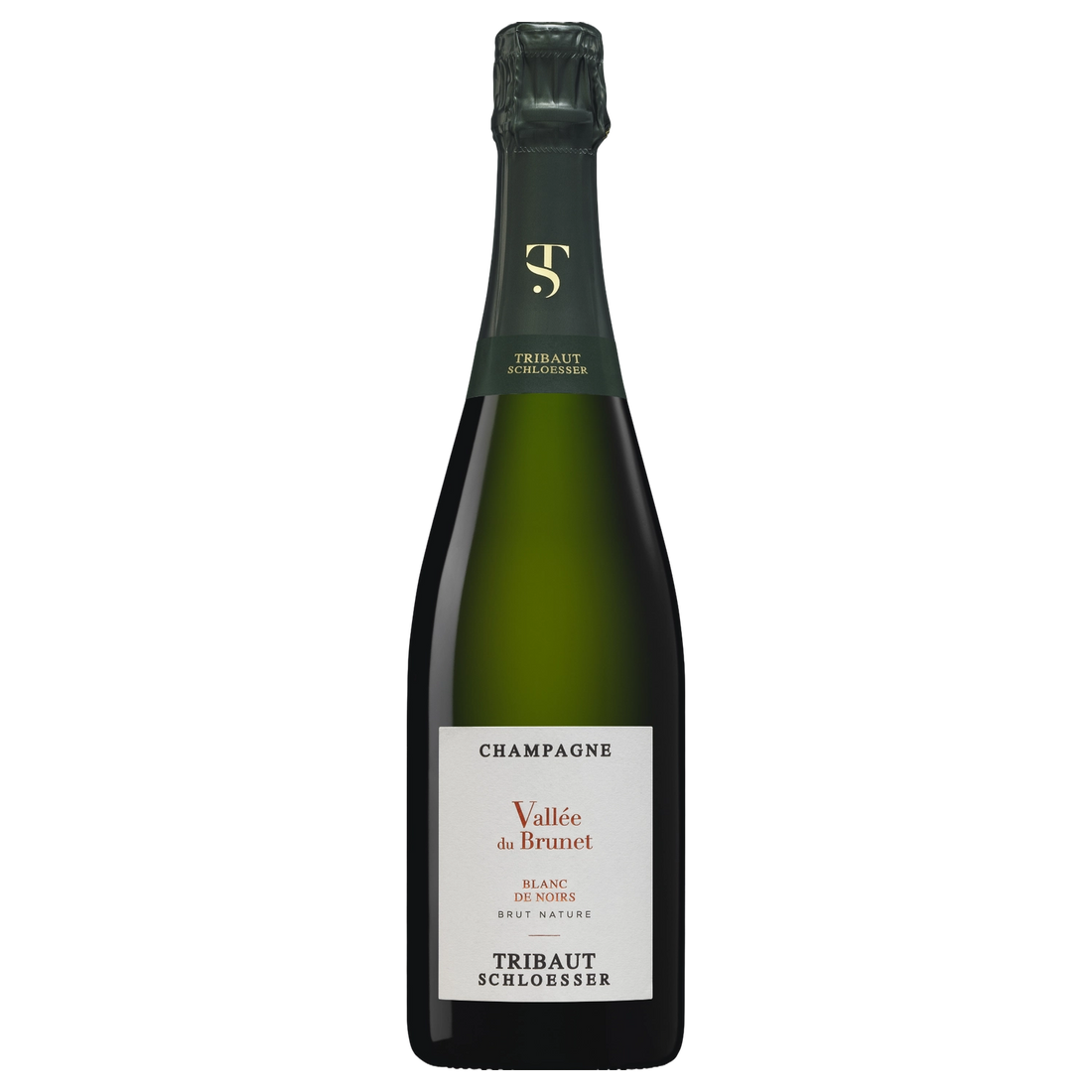 A bottle of NV Tribaut Schloesser Champagne Vallee Du Brunet Blanc De Noirs Brut Nature 750ml Cellaring Stock Wine