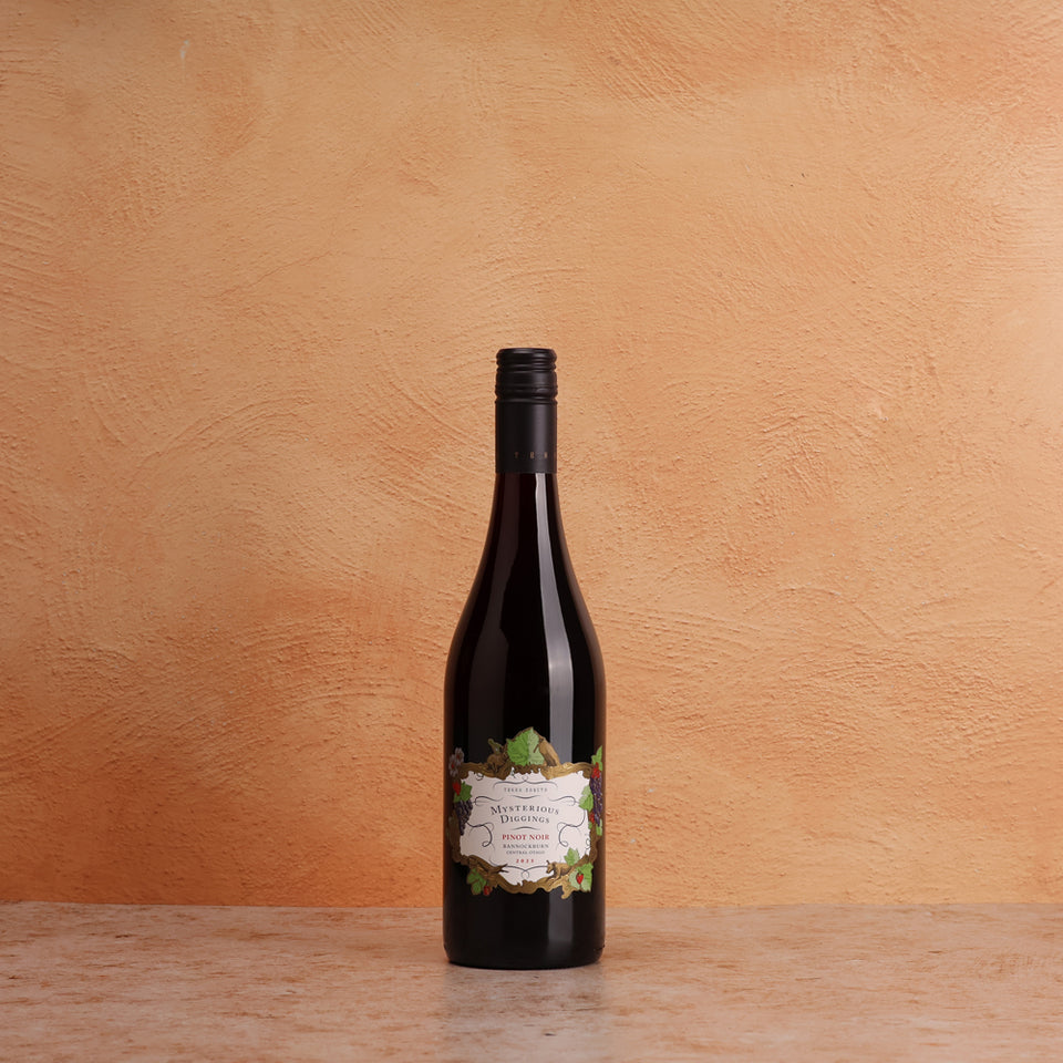 A bottle of Terra Sancta Mysterious Diggings Pinot Noir 2025 750ml Red Wine
