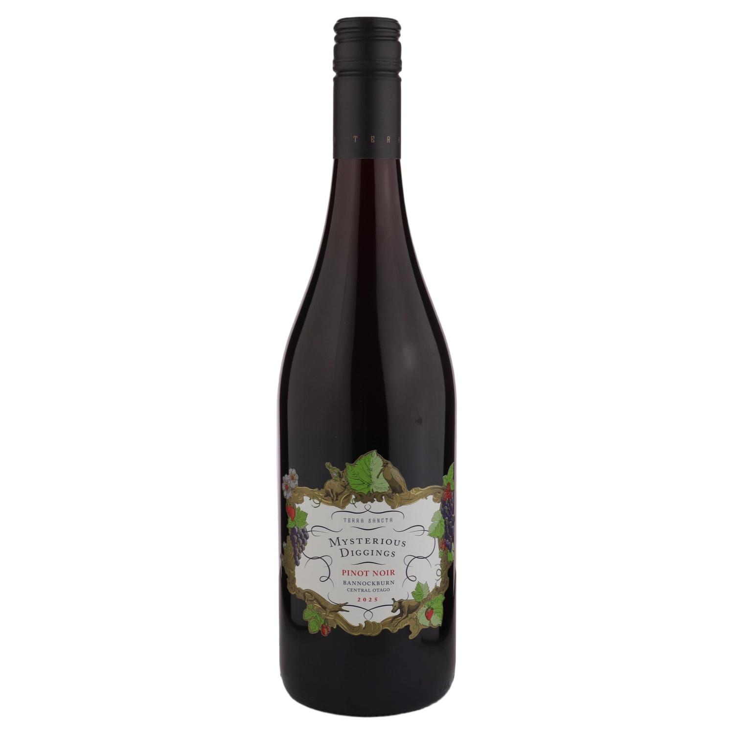 A bottle of Terra Sancta Mysterious Diggings Pinot Noir 2025 750ml Red Wine