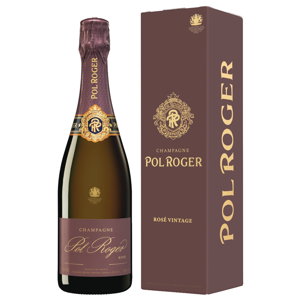 A bottle of Pol Roger Brut Rosé Vintage Gift Box 2019 750ml Sparkling Wine