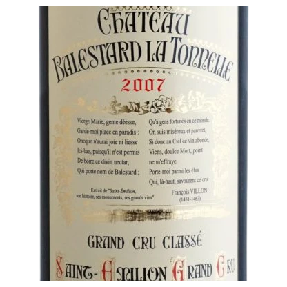 A bottle of Chateau Balestard La Tonnelle 2007 750ml Red Wine