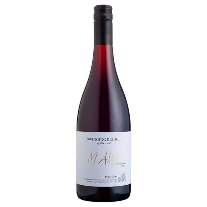 A bottle of Swinging Bridge M.A.W Pinot Noir 2025 750ml Red Wine