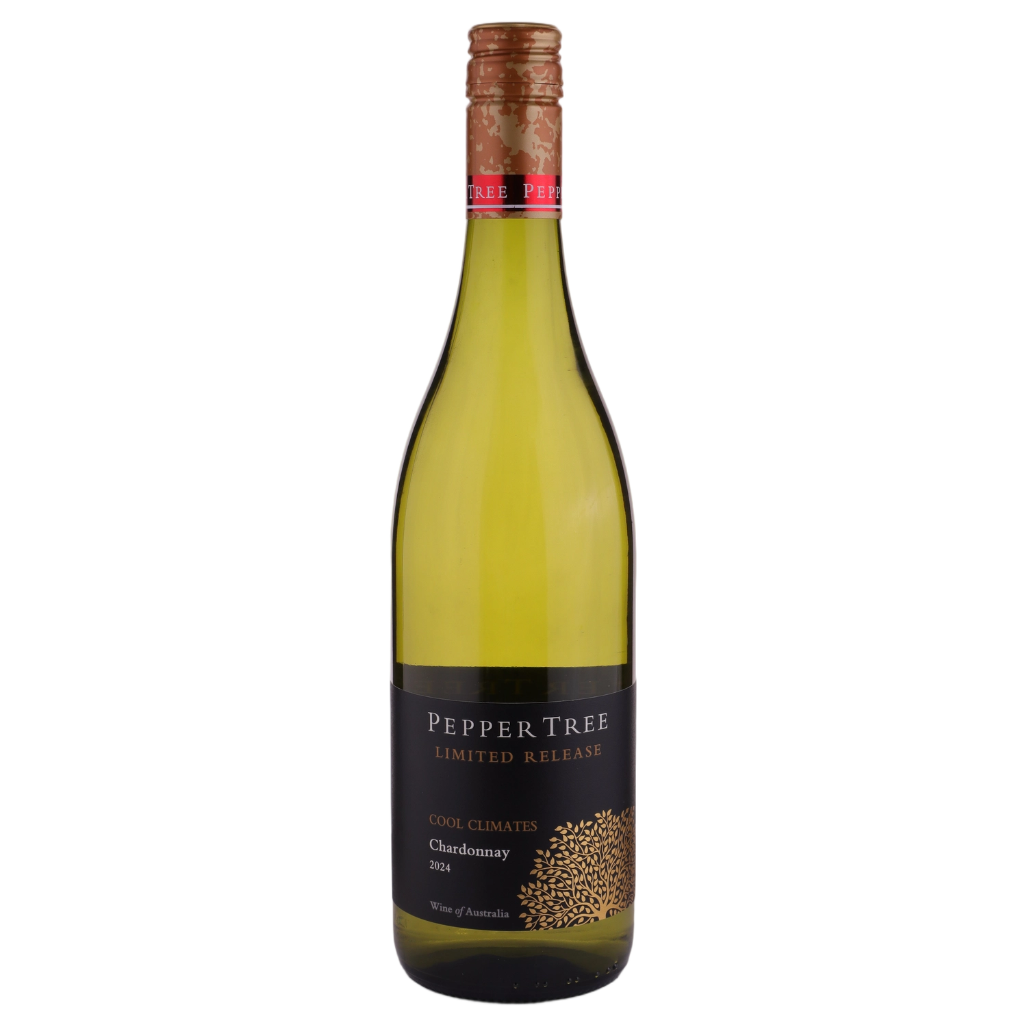 A bottle of Pepper Tree Black Label Cool Climate Chardonnay 2024 750ml White Wine