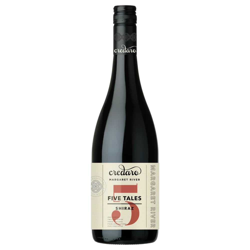 A bottle of Credaro Five Tales Shiraz 2025 750ml Red Wine