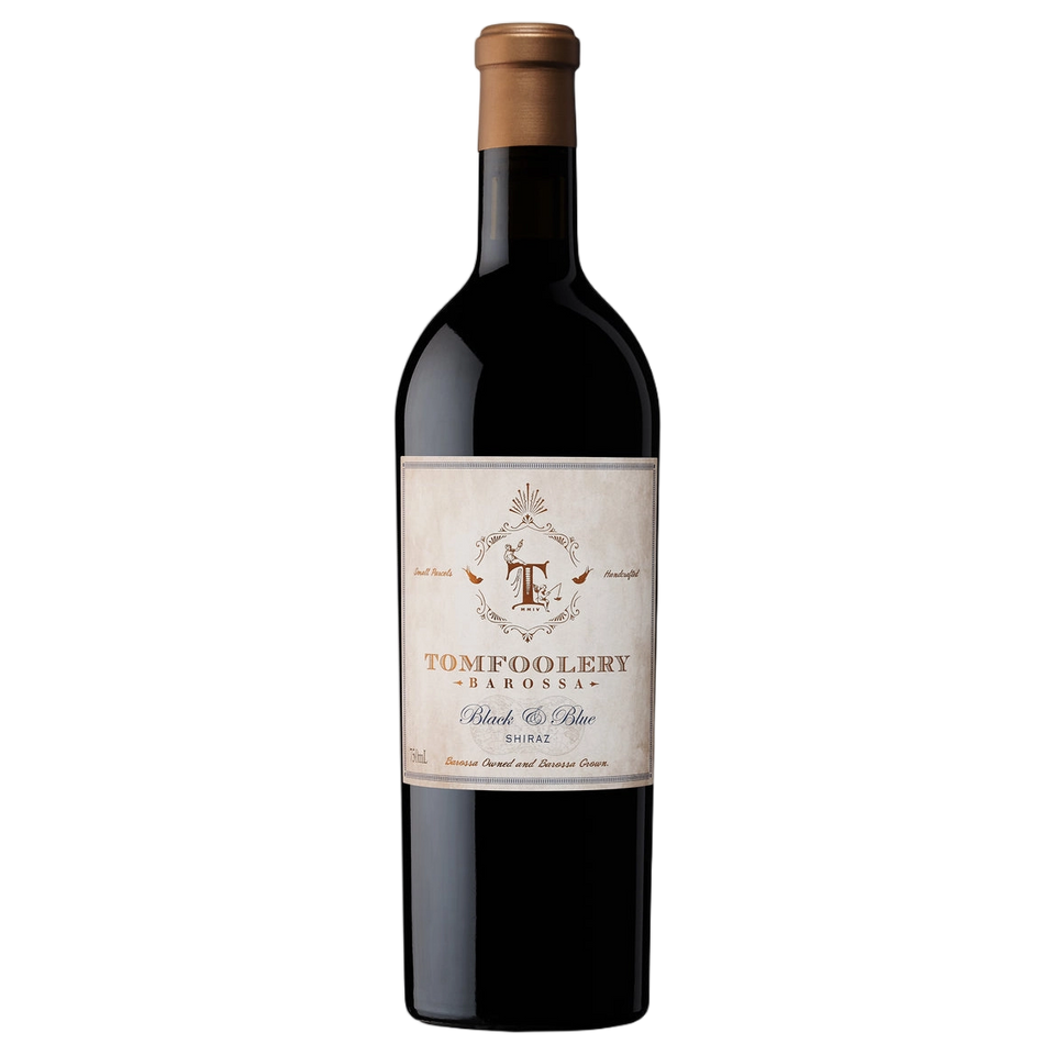 A bottle of Tomfoolery Black & Blue Shiraz 2024 750ml Red Wine