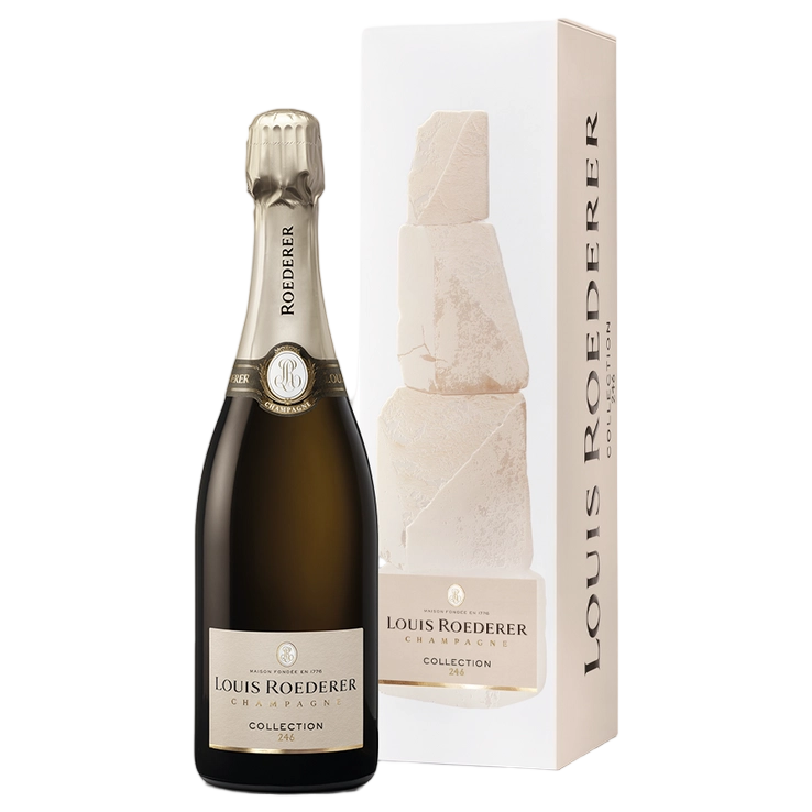 A bottle of Roederer Collection 246 Graphic Gift Box 750ml Sparkling Wine