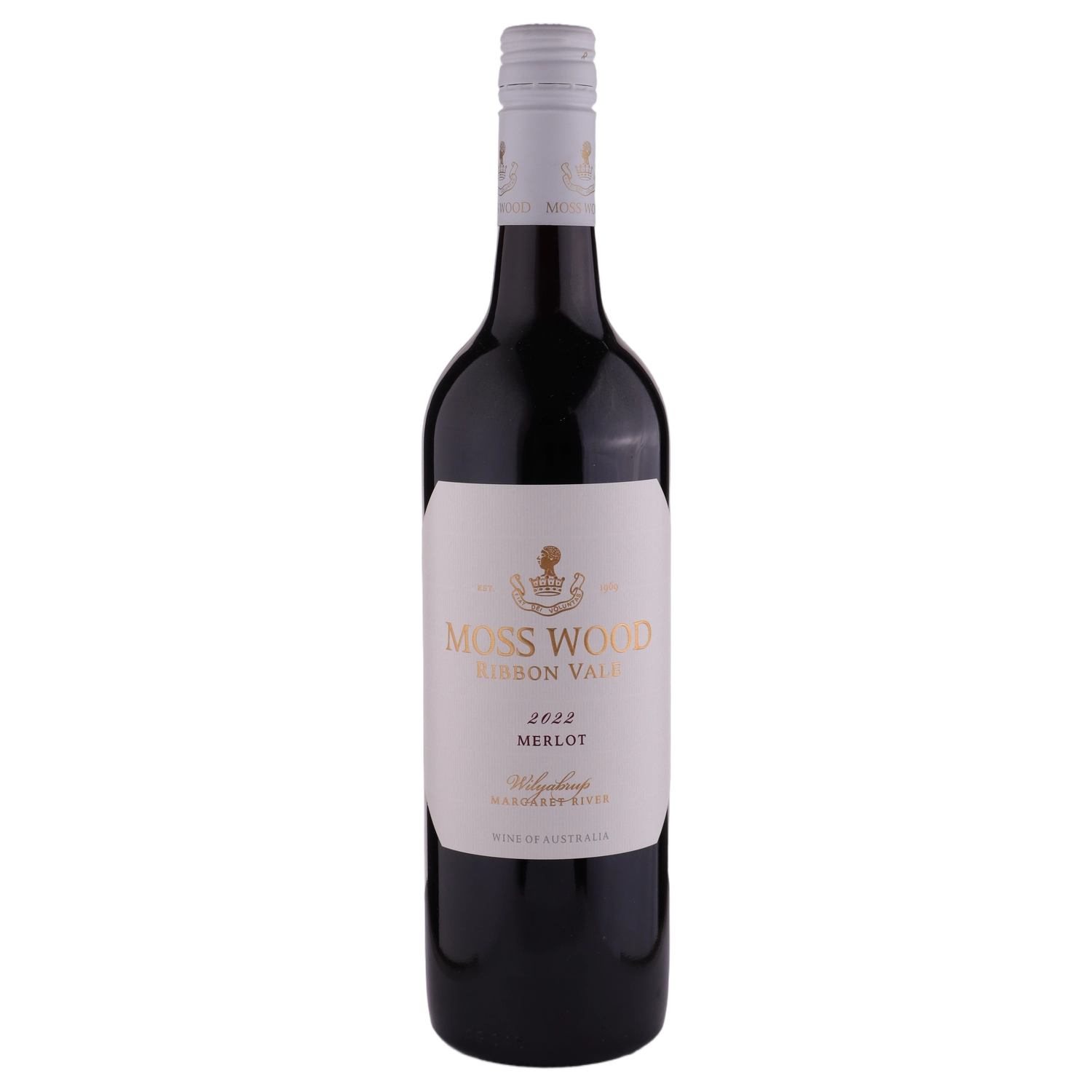 A bottle of Moss Wood Ribbon Vale Merlot 2022 750ml Red Wine