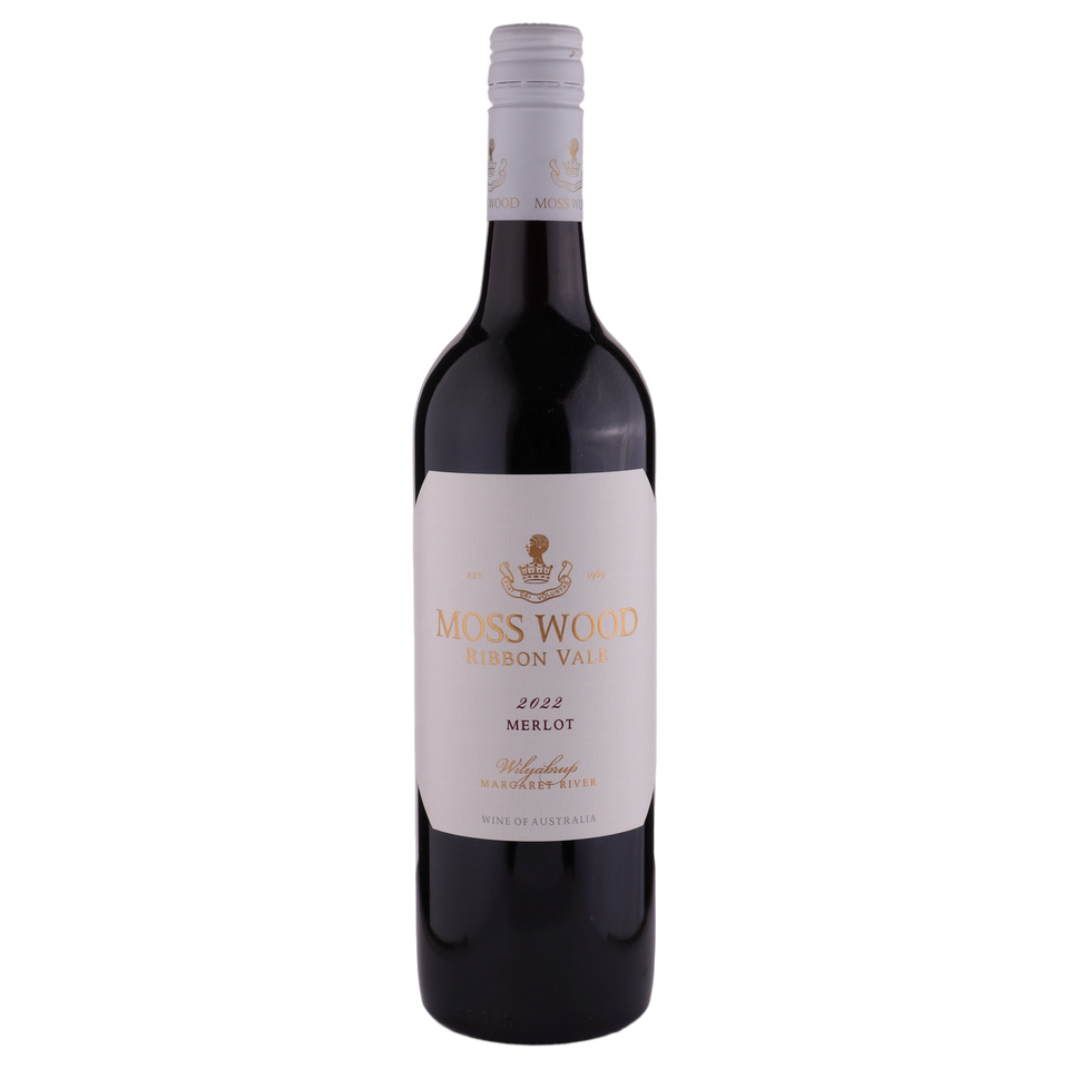 A bottle of Moss Wood Ribbon Vale Merlot 2022 750ml Red Wine